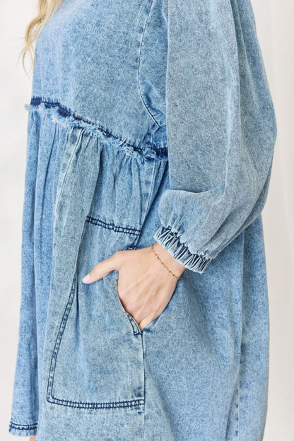 Oversized Denim Babydoll Dress