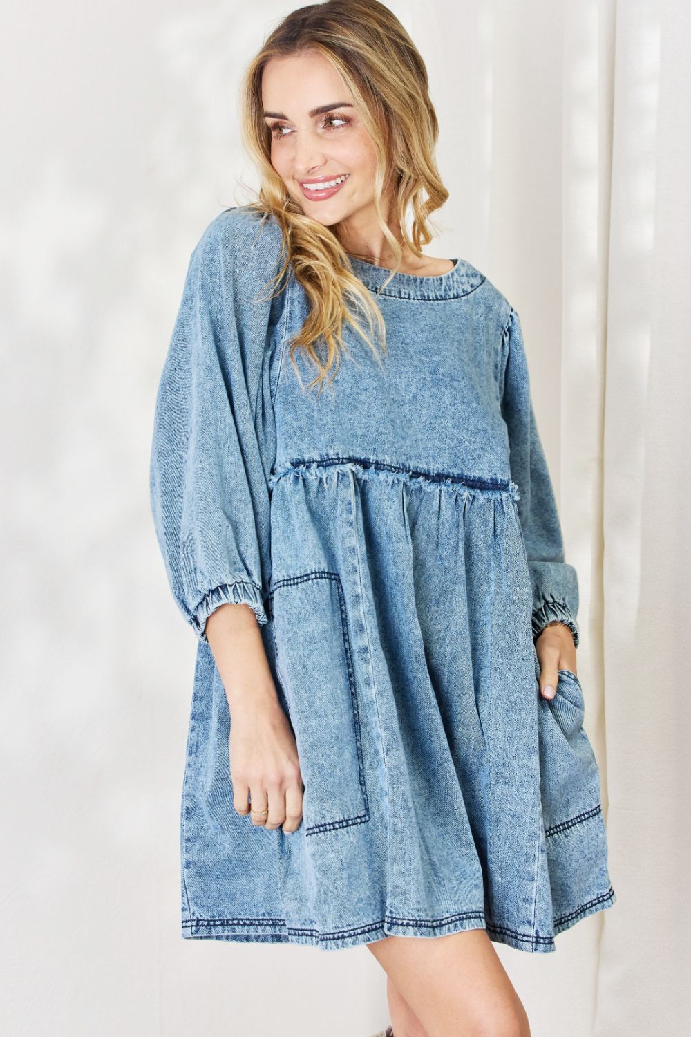 Oversized Denim Babydoll Dress