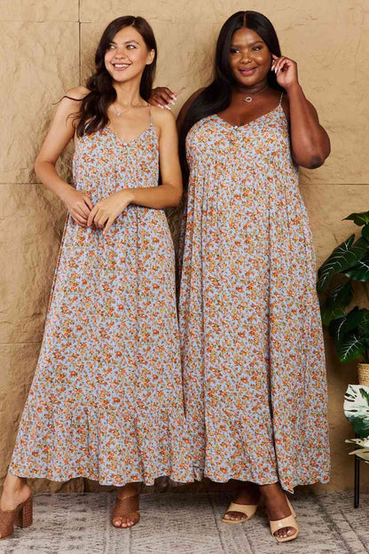 Full Size Floral Halter Neck Maxi Dress