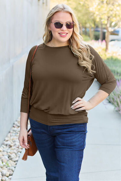 Full Size Round Neck Batwing Sleeve Blouse