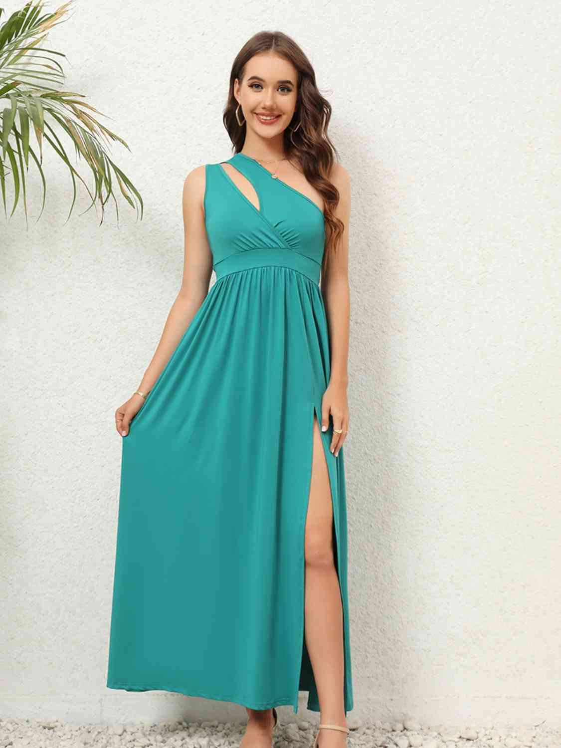 Cutout One-Shoulder Split Maxi Dress