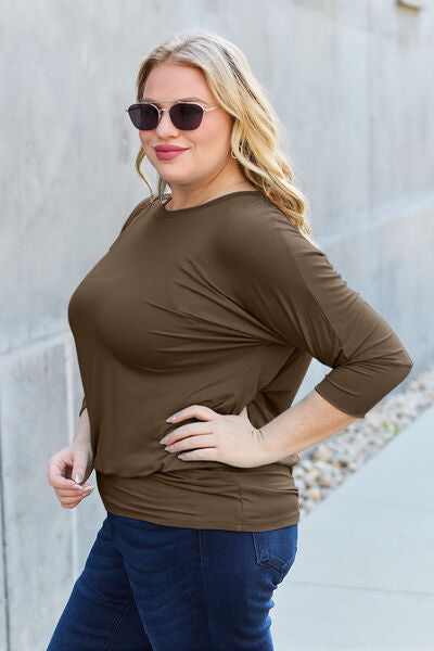 Full Size Round Neck Batwing Sleeve Blouse