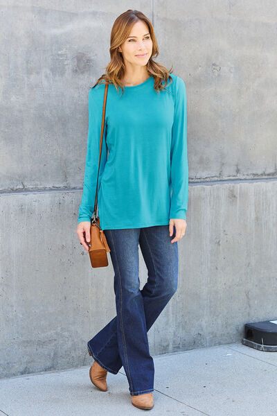 Full Size Round Neck Long Sleeve Top