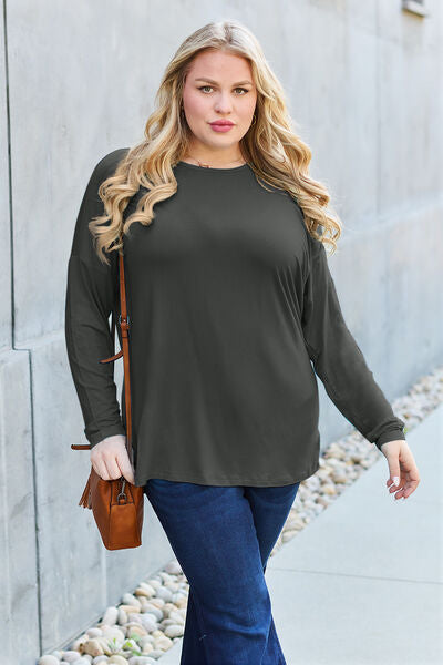 Full Size Round Neck Dropped Shoulder T-Shirt