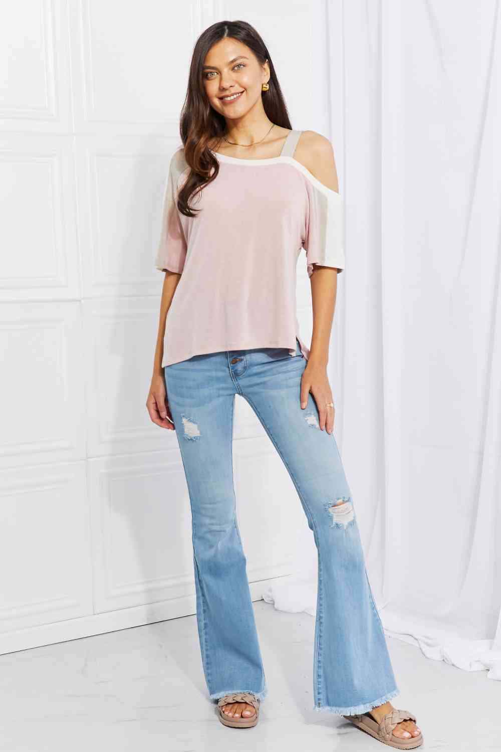 Full Size Cold Shoulder Tee