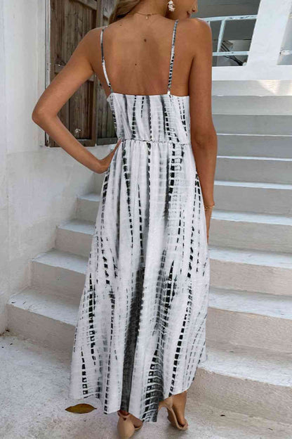 Printed Surplice Adjustable Spaghetti Strap Maxi Dress