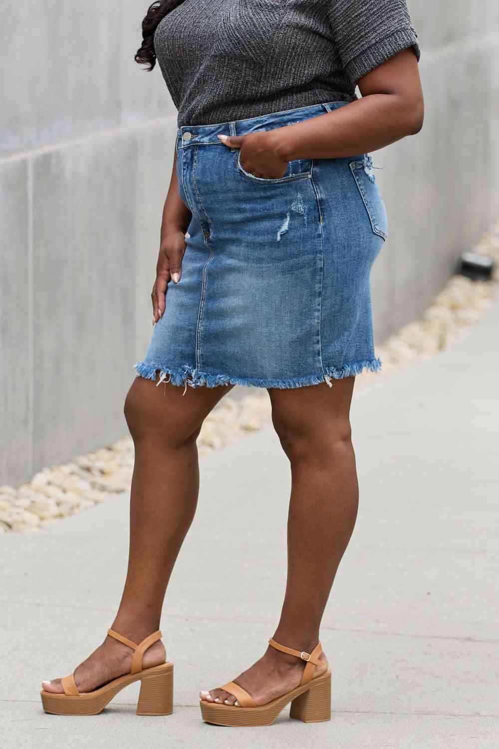 Full Size Denim Mini Skirt