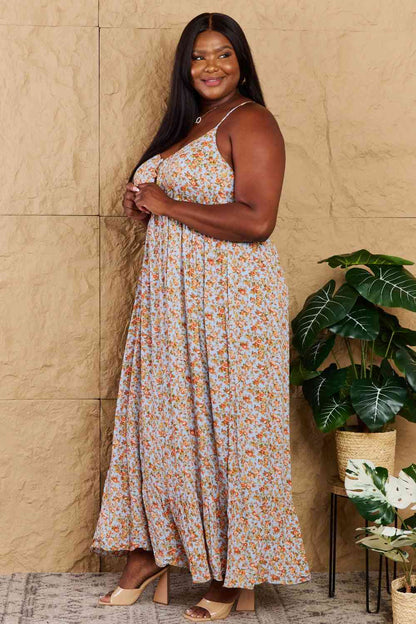 Full Size Floral Halter Neck Maxi Dress