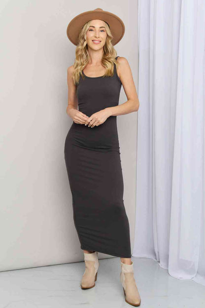 Scoop Neck Sleeveless Maxi Dress in Ash Grey