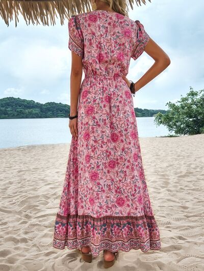 Floral Slit V-Neck Maxi Dress