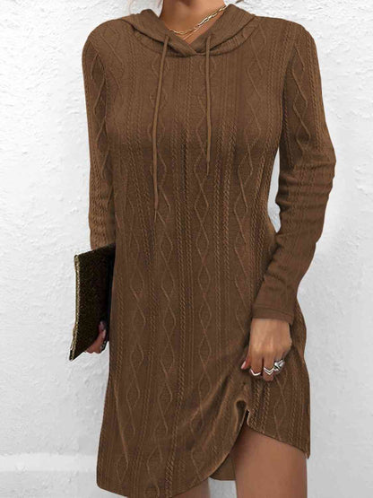 Drawstring Hooded Sweater Dress