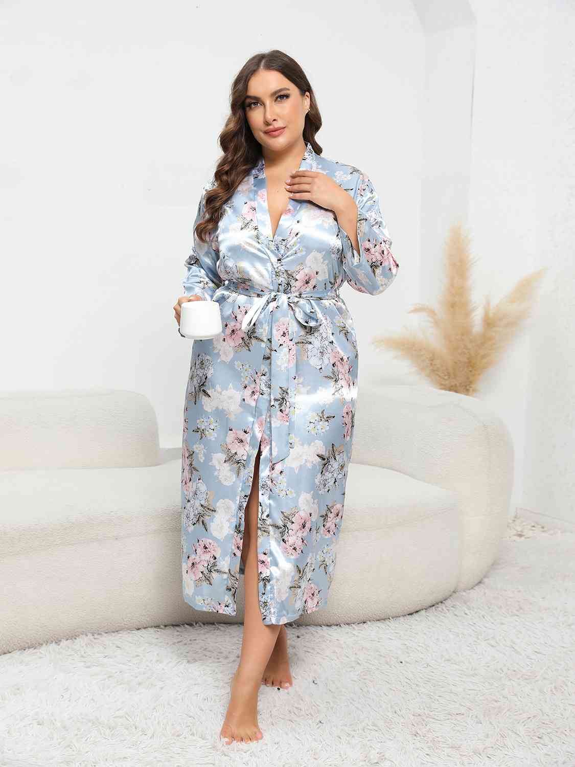 Plus Size Tie Waist Robe