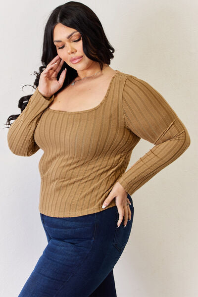 Full Size Ribbed Long Sleeve T-Shirt