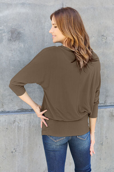 Full Size Round Neck Batwing Sleeve Blouse