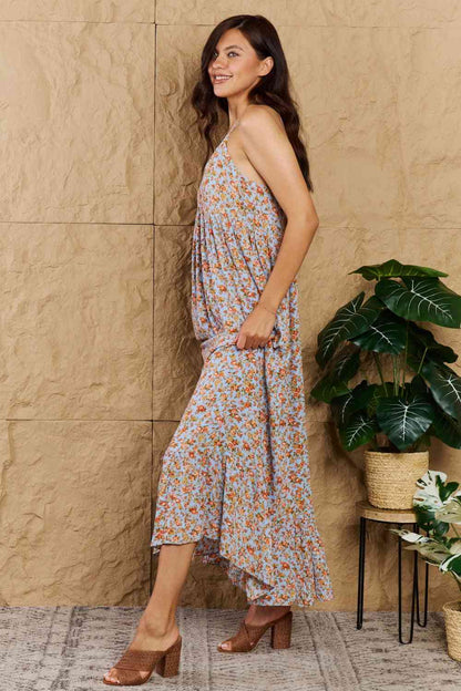 Full Size Floral Halter Neck Maxi Dress