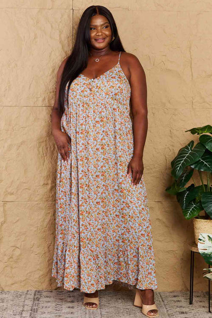 Full Size Floral Halter Neck Maxi Dress