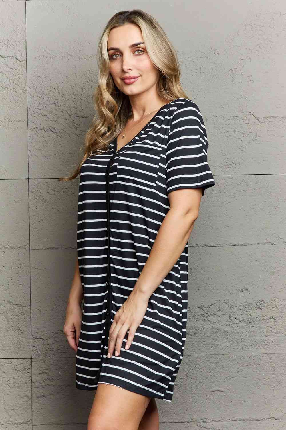 Button Down Sleepwear Dress