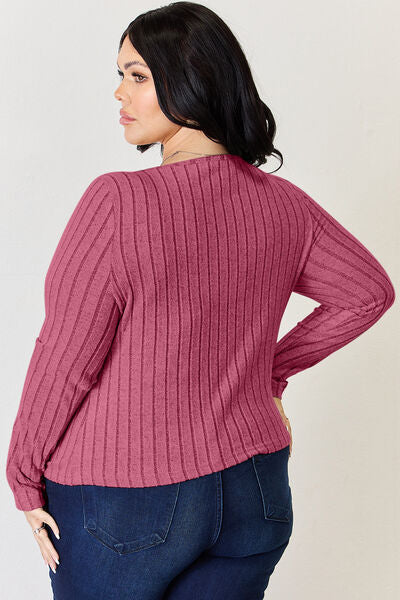 Full Size Ribbed Long Sleeve T-Shirt