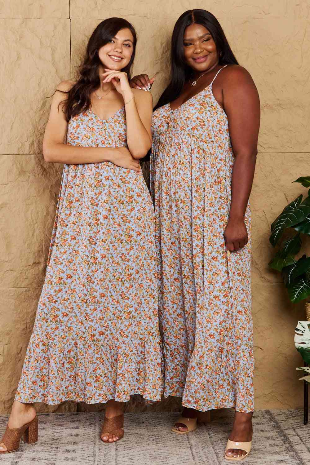 Full Size Floral Halter Neck Maxi Dress