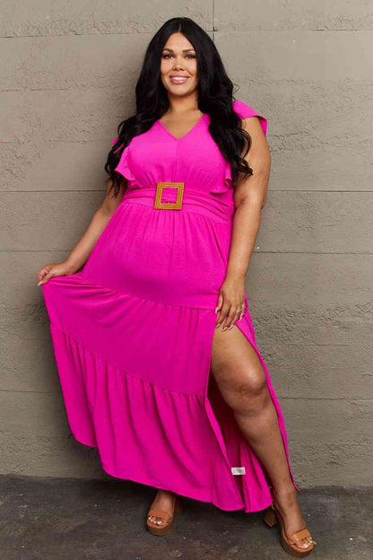 Plus Size Tiered Side Slit Maxi Dress