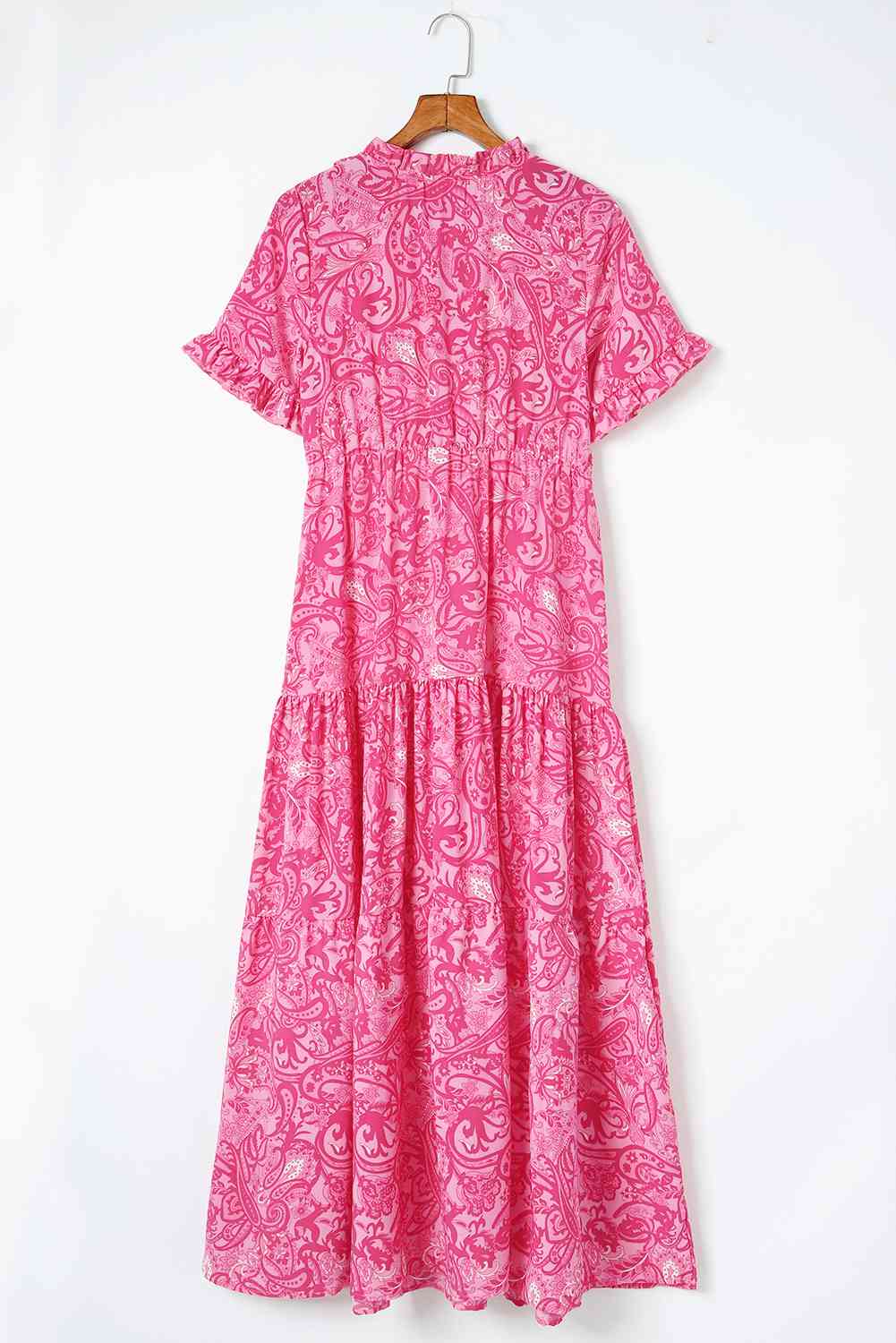 Paisley Print Flounce Sleeve Maxi Dress