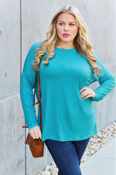 Full Size Round Neck Dropped Shoulder T-Shirt