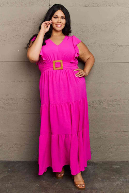 Plus Size Tiered Side Slit Maxi Dress