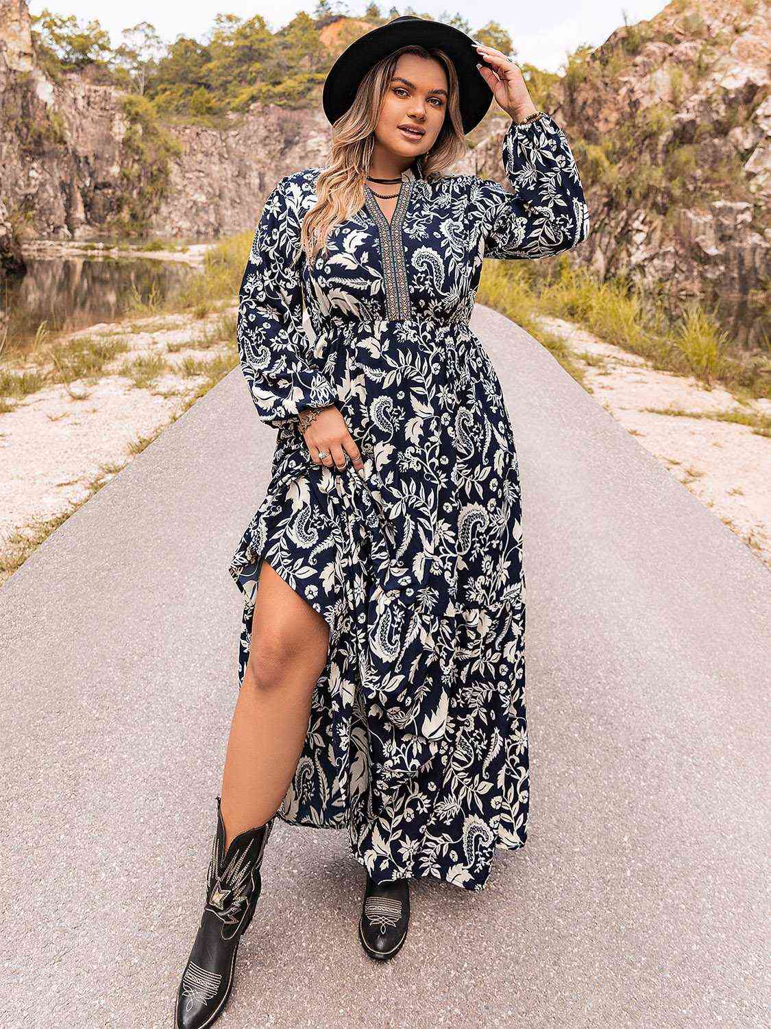 Plus Size Long Sleeve Maxi Dress