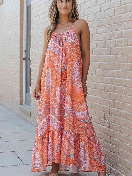 Printed Sleeveless Round Neck Maxi Dress