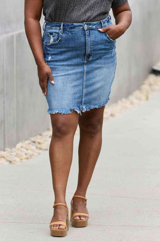 Full Size Denim Mini Skirt