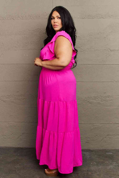 Plus Size Tiered Side Slit Maxi Dress