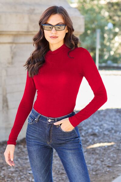 Full Size Mock Neck Long Sleeve Bodysuit