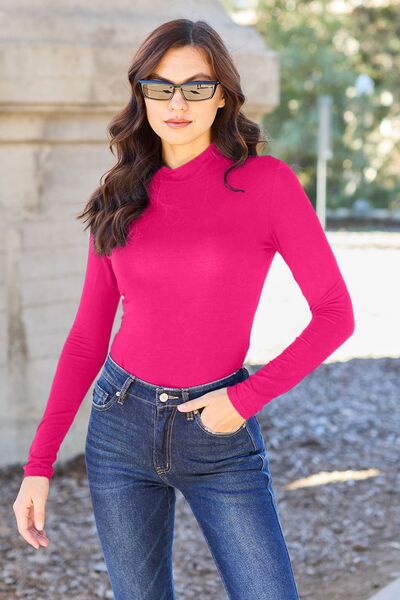 Full Size Mock Neck Long Sleeve Bodysuit