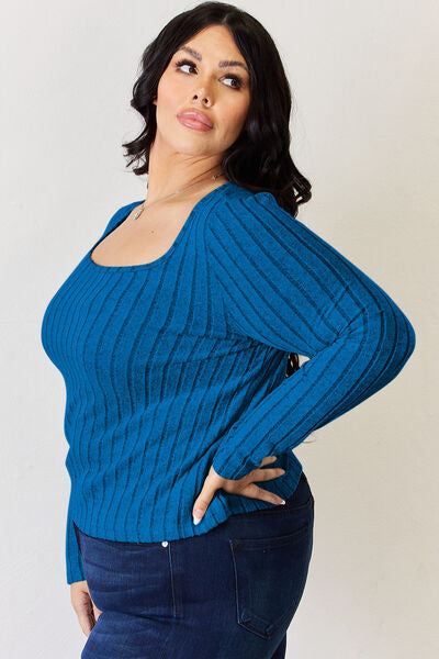 Full Size Ribbed Long Sleeve T-Shirt