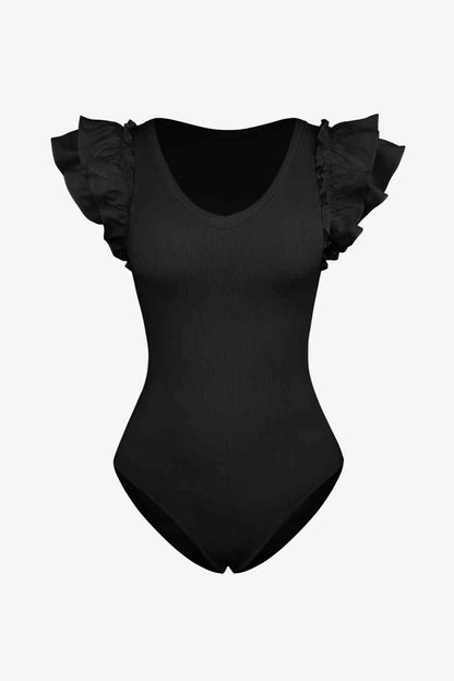 Ruffled Plunge Bodysuit