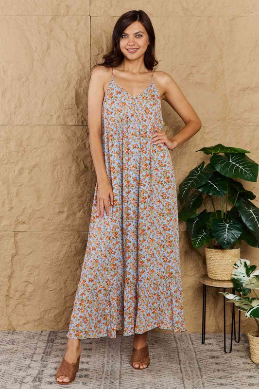 Full Size Floral Halter Neck Maxi Dress