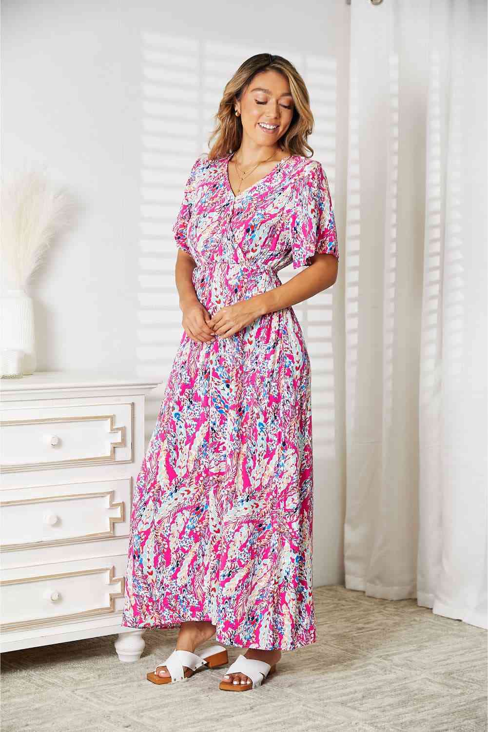 Multicolored V-Neck Maxi Dress