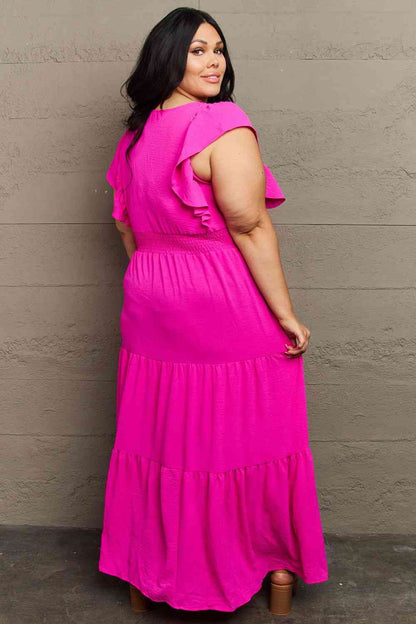 Plus Size Tiered Side Slit Maxi Dress