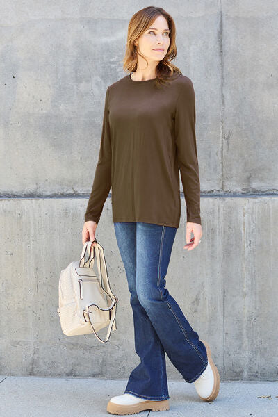 Full Size Round Neck Long Sleeve Top