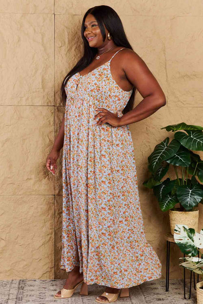 Full Size Floral Halter Neck Maxi Dress