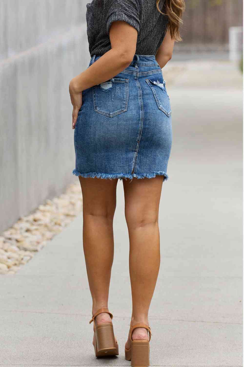 Full Size Denim Mini Skirt