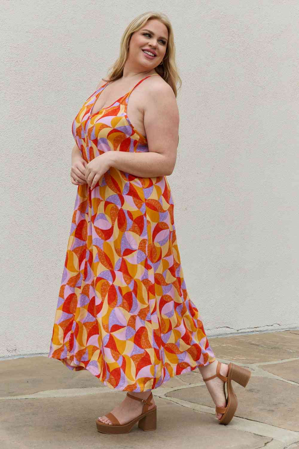 Full Size Printed Sleeveless Maxi Dress