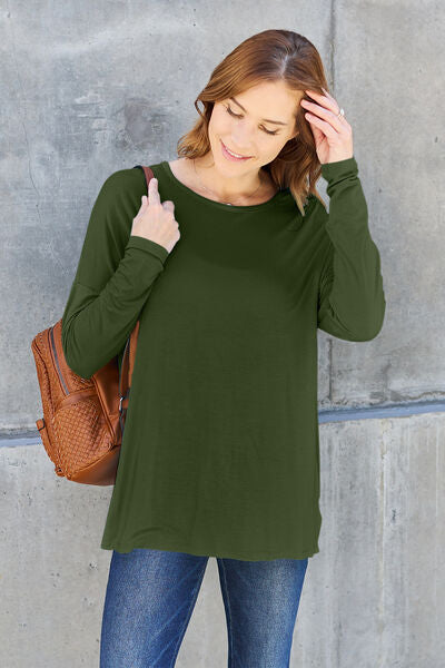 Full Size Round Neck Dropped Shoulder T-Shirt