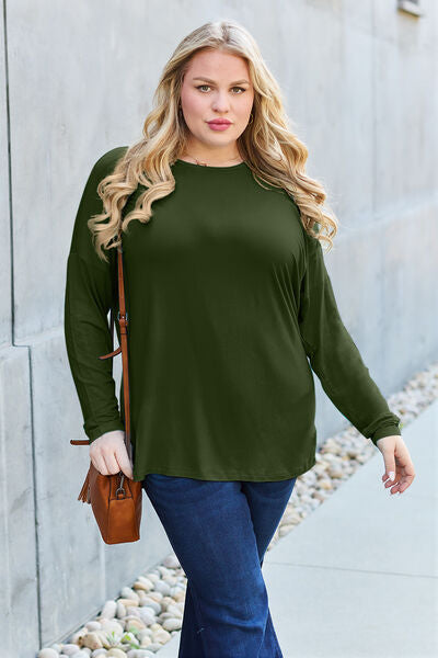 Full Size Round Neck Dropped Shoulder T-Shirt