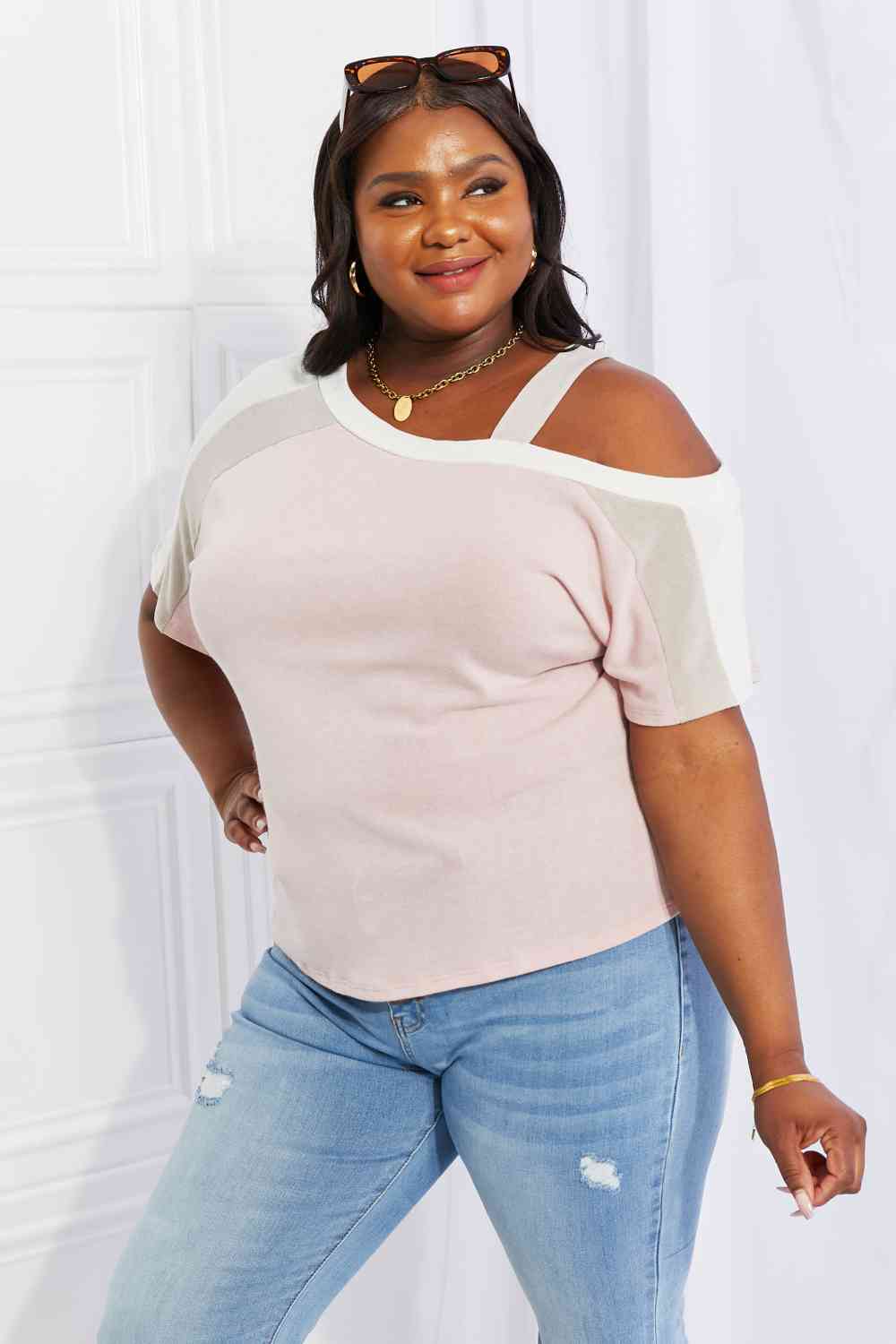 Full Size Cold Shoulder Tee